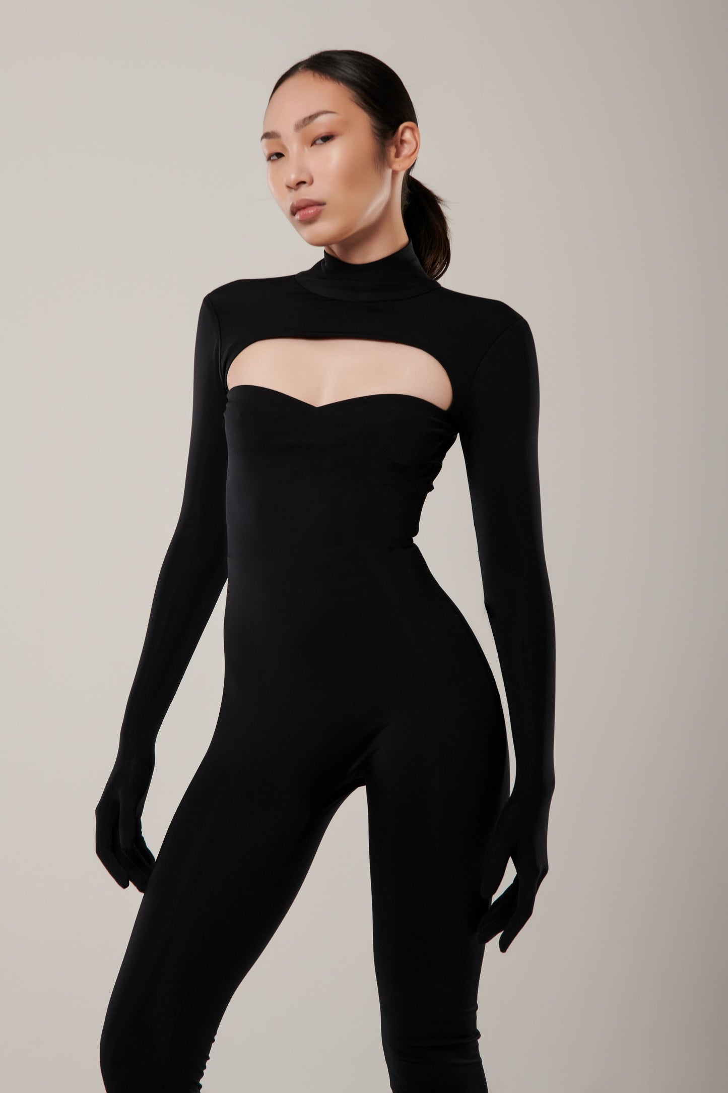 Sculpting Jumpsuit with Removable Gloves