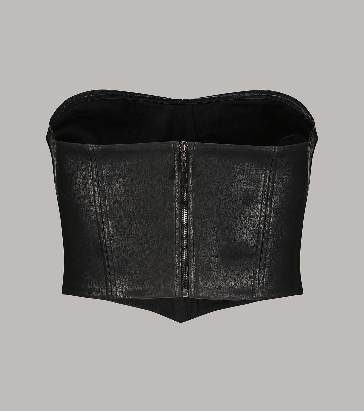 Black Corset Vegan Leather Stretch Structured Bustier
